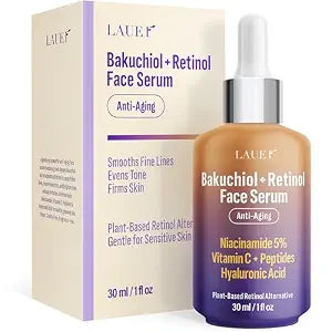 Bakuchiol Retinol Serum for Face with Vitamin C Hyaluronic Acid & Niacinamide Anti-Aging Plant-Based Serum Reduces Wrinkles Firms & Smooths Skin Vegan Fragrance-Free1 fl oz