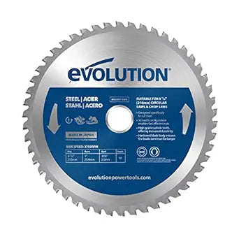 Evolution M210TCT-50CS | 8-1/4" 50T Mild Steel and Ferrous TCT Metal Cutting Saw Blade | 1" Arbor | Made in Japan | High Performance Cold Cut Blade | Compatible with Evolution S210CCS Circular Saw