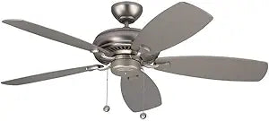 Monte Carlo 5LCM52BP Protruding Mount, 5 Silver Blades Ceiling fan, Brushed Pewter