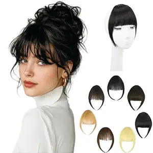 Clip in Bangs, 100% Real Human Hair Natural Black