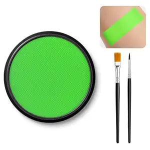 Neon Green Face Body Paint with Brushes, Water���Based Washable Face Painting Kit for Adults, SFX Makeup for Halloween Cosplay Cyberpunk Alien Mutant Costume Party