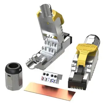 LINKUP - [GHMT & DSX8000 Certified Cat8 Ethernet Cable Connector (2-Pack) RJ45 Metal Tool Free Easy Termination Plug | for 2000MHz 2GHz 40G Double Shielded Solid LAN Cable 22AWG-24AWG