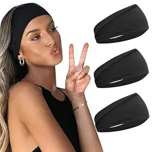 Black Headbands for Women Non Slip 3PCS Wide Headbands for women Hair Accessories Securing Hair Elastic Headband for Daily