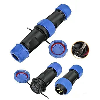 2Pair Screw Lock Waterproof Connector IP68 Circular 4 Pin Connector PBT Plastic Shell Quick Plug Aviation Connector SP17 Male Plug and Female Plug (4 Pin)