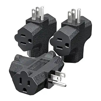 K KASONIC 3 Outlet Grounding Adapter, Heavy Duty Plug Extender 3 Pack Black