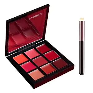 9-Color Lipstick Palette with Applicator ��� Velvet Matte Lip & Chee