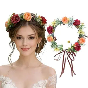 Flower Crowns for Women - Artificial Rose Flower Crown Flower Headband