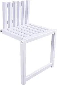 Folding Chair Wall-Mounted Invisible Shoe-Changing Stool Made of Solid Wood Wall Seat Folding with Support Legs Saving Space Suitable for Various Occasions White