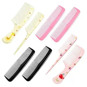 Cute Baby Hair Comb Set for Girls - 8Pcs Tooth Comb & Rat Tail Comb for Toddlers, Kids - Mini Plastic Travel Comb for Detangling, Styling, Parting - Anti-Static for Wet/Dry Hair