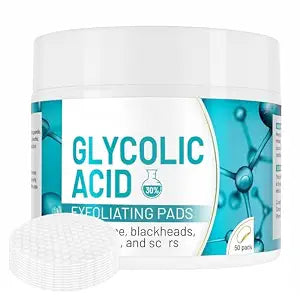 30% Glycolic Acid Pads, Glycolic Acid Exfoliating Pad With Natural Extracts for Exfoliating Care, Rough Texture, Enlarged-Looking Pores, Oily-Looking Shine & Fine Line Appearance, 50 Pads