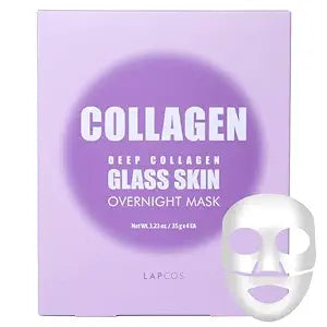 LAPCOS Deep Collagen Glass Skin Overnight Face Mask Sheet (Pack of 4)