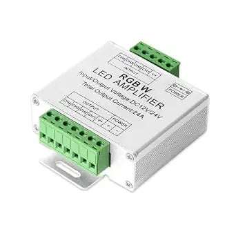 BTF-LIGHTING Single Color CCT RGB RGBW 4 Channel Signal Amplifier Controller Work with 2PIN 3PIN 4PIN 5PIN DC12V/DC24V Max 24A 5050SMD LED Strip Suitable for Long Distance Light Projects