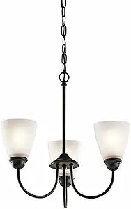 Kichler Jolie 18" 3 Light Mini Chandelier with Satin Etched Glass in Olde Bronze