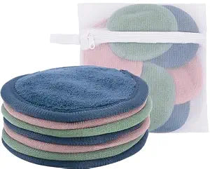 S&T INC. Makeup Remove Wipes, 7 Pack + Bag, 4" Diameter, Assorted Colors