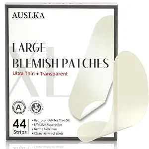 AUSLKA Blemishes Patches - 44 Strips, Hydrocolloid Dots - Large Blemishes Patch - Blemishes Stickers - Zit Breakouts - Suitable for Larger Area Outbreaks