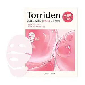 Torriden CELLMAZING Collagen Firming Gel Sheet Mask for Face & Neck (4 Pack) | Smoother, Firmer-Looking Skin with 5D Collagen Complex | Korean Skincare Mask