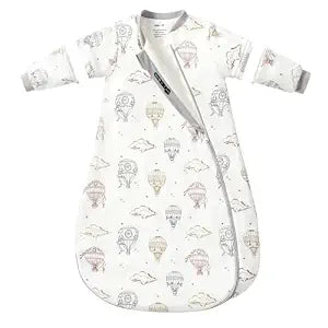 Baby Sleep Sack 612 Months, 2.5 TOG Warm Cotton Sleep Sack with Detachable Long Sleeves, Winter Wearable Blanket for Cold Nights, 2-Way Zipper Toddler Sleeping Sack, Hot Air Balloon