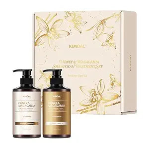 KUNDAL Honey & Macadamia Korean Hair Care Shampoo & Conditioner Limited Edition Gift Set, Amber Vanilla, 10.14 Fl Oz, Pack of 2 -Helps Hair Feel Moisturized, Argan Oil, Sulfate Free Long Lasting Scent