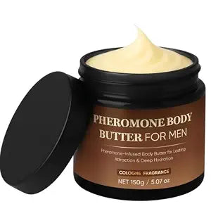 Pheromone Body Butter for Men with Long-Lasting Scent - 2-in-1 Moisturizer & Cologne, Shea Butter Formula for Dry Skin, Non-Greasy, Suitable for Sensitive Skin