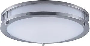 Maxim Lighting Linear 14" 1-Light Flush Mount | Satin Nickel Finish | White Opal Acrylic Shade | Transitional Flush Mount | Ideal for Bedrooms, Hallways & Entryways | 55543WTSN