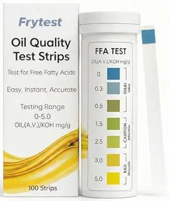 Cooking & Frying Oil Tester Kit Fast & Simple Oil Quality Test Strips to Reduce Oil Waste Clear FFA Results for Restaurants & Kitchens 100 Strips