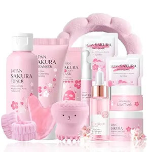 Sakura Skin Care Set Christmas Birthday Gifts for Teen Girls -Skincare for Girls 10-12 - Kids Skin Care Set for girls Ages 8-12 - Kids Skin Care for Teens 10-12 - Skin Care Kit for Women with Gua Sha