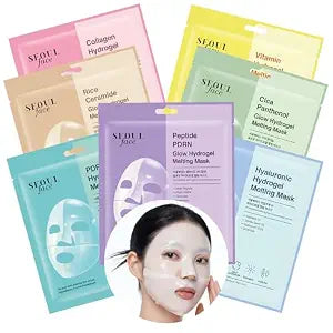DERMAL Korean Overnight Melting Hydrogel Face Mask Variety Pack, 7 Sheets