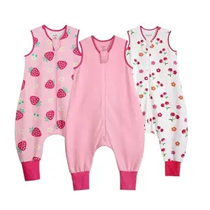 Toddler Sleep Sack with Feet 2t-3t 100% Cotton 0.5 Tog 24-36 Months Baby Sleep Sack with Legs, 3 Pack Soft Breathable Footed Wearable Blanket with 2-Way Zipper