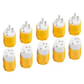 NEMA 6-20P Replacement Plug and 6-20R Replacement Connector 5 Set
