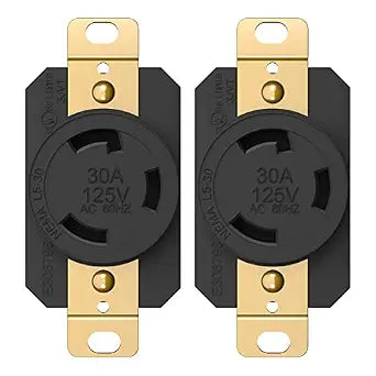 ENERLITES NEMA L5-30R Locking Receptacle for Generator, Black, 2-Pack