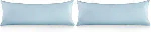 Oubonun 100% Cotton Body Pillowcase - 800 Thread Count/21x54, Moisture Absorbent and Breathable, Premium Hotel Body Pillow Cover for All Seasons, Light Blue (Pack of 2)