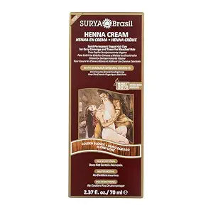 Surya Brasil Henna Cream Golden Blonde - 98% Natural Ingredients, Vegan, Cruelty-Free, Eco-Friendly, Semi-Permanent Hair Color, Deep Hydration & Shine, 2.37 oz