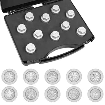 10PCS Wheel Locking Nut Key Kit Compatible with Nissan Infiniti, 21mm Lock Bolt Inner Dia Wheel Anti-Theft Lug Nut, Wheel Lock Lug nut Adapter, Car Anti Theft Screw Nut Removal Key Socket