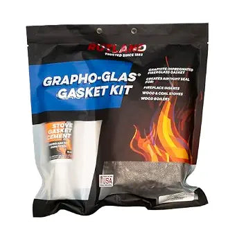 Rutland Wood Stove Gasket Replacement Kit, Graphite Impregnated Gasket & Adhesive, 3/4" x 7' Rope, Black