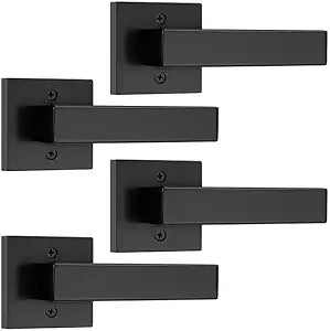 Probrico 4 Pack Black Dummy Door Levers Dummy Handles Heavy Duty Interior Levers Modern Non-Turning Door Hardware for French Door