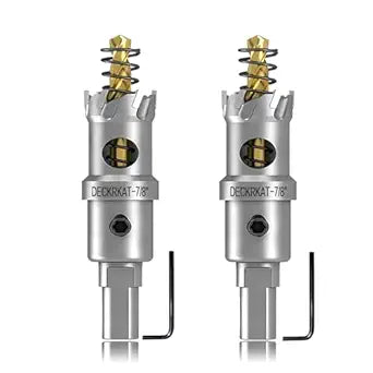 2-Pack 7/8" TCT Hole Saws for Hard Metal, Heavy Duty 22mm Tungsten Carbide Tipped Hole Cutters Set with Spring-Loaded Pilot Drill Bits for Stainless Steel, Metal, Iron, and Plastic