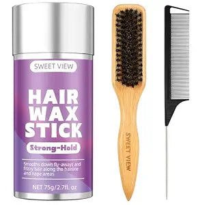 SWEET VIEW Hair Wax Stick & Boar Bristle Slick Back Brush