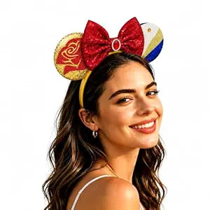 Mouse Ears Headband for Women Rose Princess with Beads Sequin Ears