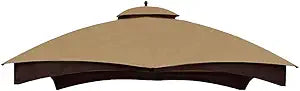 Hugline Outdoor Replacement Canopy Top Double Tier Gazebo Roof Cover for Lowe's Allen Roth 10x12 Gazebo #GF-12S004B-1 (Khaki)
