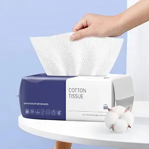 Disposable Face Towel, 100 Count Face Towels for Washing Soft Cotton Dry Wipes Facial Cloths Towelettes for Washing and Drying, Facial Tissue for Cleansing, Skincare and Makeup Remover
