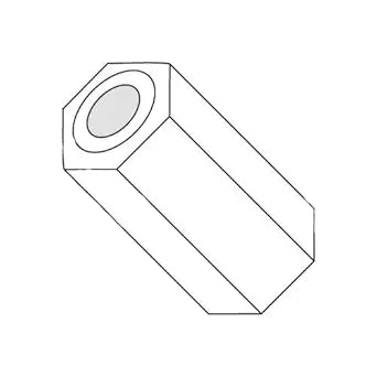 3/16" OD Hex Spacers / .091" x 3/8" / Nylon/Outer Diameter: 3/16" / Hole Size: .091" / Length: 3/8" (Carton: 1,000 pcs)