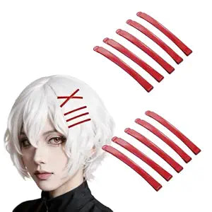 10 Pcs Red Bobby Pins Cute Hair Clips Stylish Solid Red Hairpin Cross Barrettes Headwear Hair Accessories Anime Cosplay Props Costume Christmas Halloween & Punk Styles