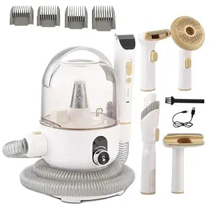 Pet Grooming Kit & Vacuum Suction 99% Pet Hair, 5 In-1 Pet Grooming Kit With 2L Large Capacity Dust Cup, Low Noise Dog Hair Remover for Shedding Grooming Dogs Cats and Other Animals,