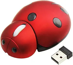 Cute Ladybug Shape Wireless Mouse, 2.4G Ergonomic Mini Animal Mouse, Portable USB Receiver Wireless Mouse, Low Power AAA Battery Mouse for Small Hands, Laptop, PC, Desktop Office Use