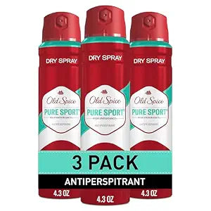 Old Spice Antiperspirant Body Spray for Men, Pure Sport, 4.3 oz Pack of 3