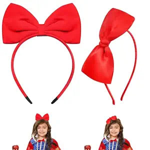 2PC Red Bow Headband for Women Girls Lace Bow Headbands Accessories for Halloween Cosplay