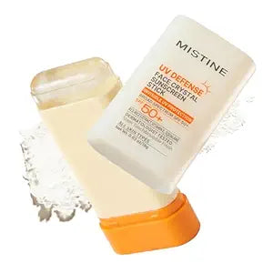 Mistine UV Defense Face Crystal Sunscreen Stick SPF 50+, Invisible Sunscreen, No White Cast, Broad Spectrum Oil-Free & Lightweight Korean Sunscreen for All Skin Over-Makeup Touch‑Ups, 0.63 oz/18g