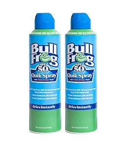 Bullfrog Quik Spray Sunscreen SPF 50 | Oxybenzone & Octinoxate Free | Broad Spectrum Moisturizing UVA/UVB, 2 pack
