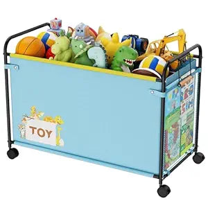 180L Kids Extra Large Toy Box with Wheels for Boys Girls, 31.5" x 15.7" x 23.2" Big Toy Chest with Handle, Toy Storage Organizer for Living Room Area, Stuffed Animals, Clothes(Blue, 1PC)