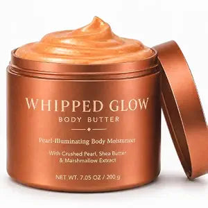 Whipped Glow Body Butter, Pearl-Illuminating Body Moisturizer with Crushed Pearl, Shea Butter & Marshmallow Extract, Soft Radiant Finish for Arms, Legs & Shoulders, 7.05 oz / 200 g (1)
